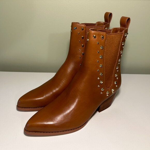 Michael Kors Kinlee Astor Studded Leather Ankle Boot - Picture 1 of 12
